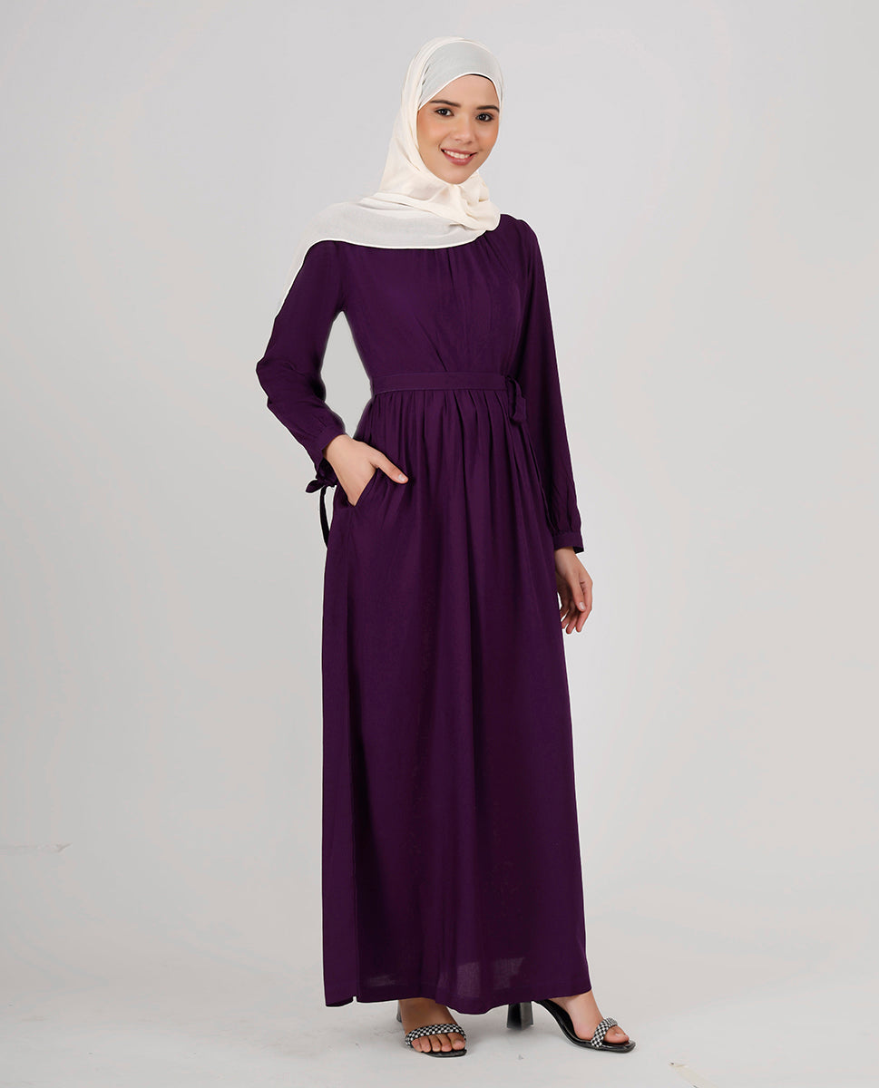 Vivacious Violet Belted Abaya