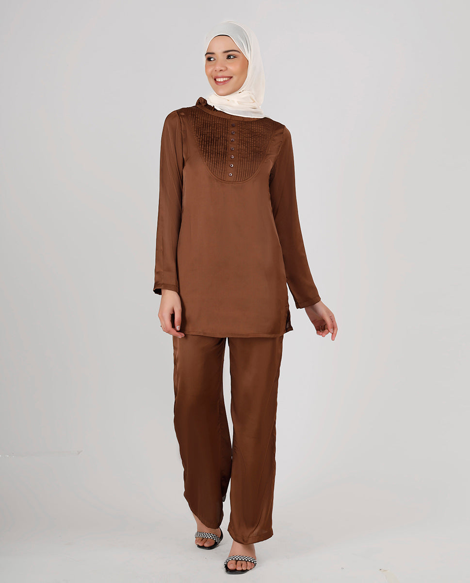 Rich Chocolate Premium Satin Co-Ord Set