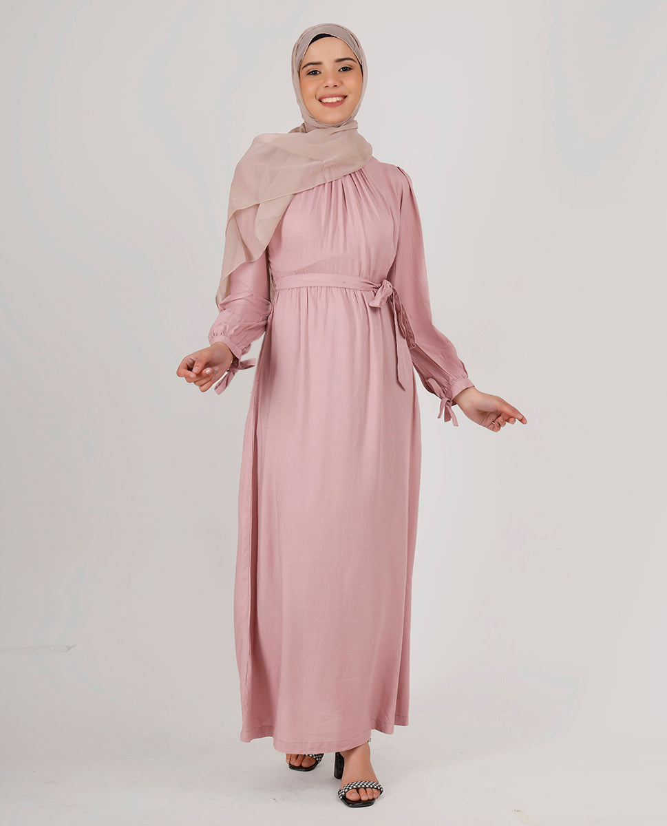 Perfect Peach Belted Abaya