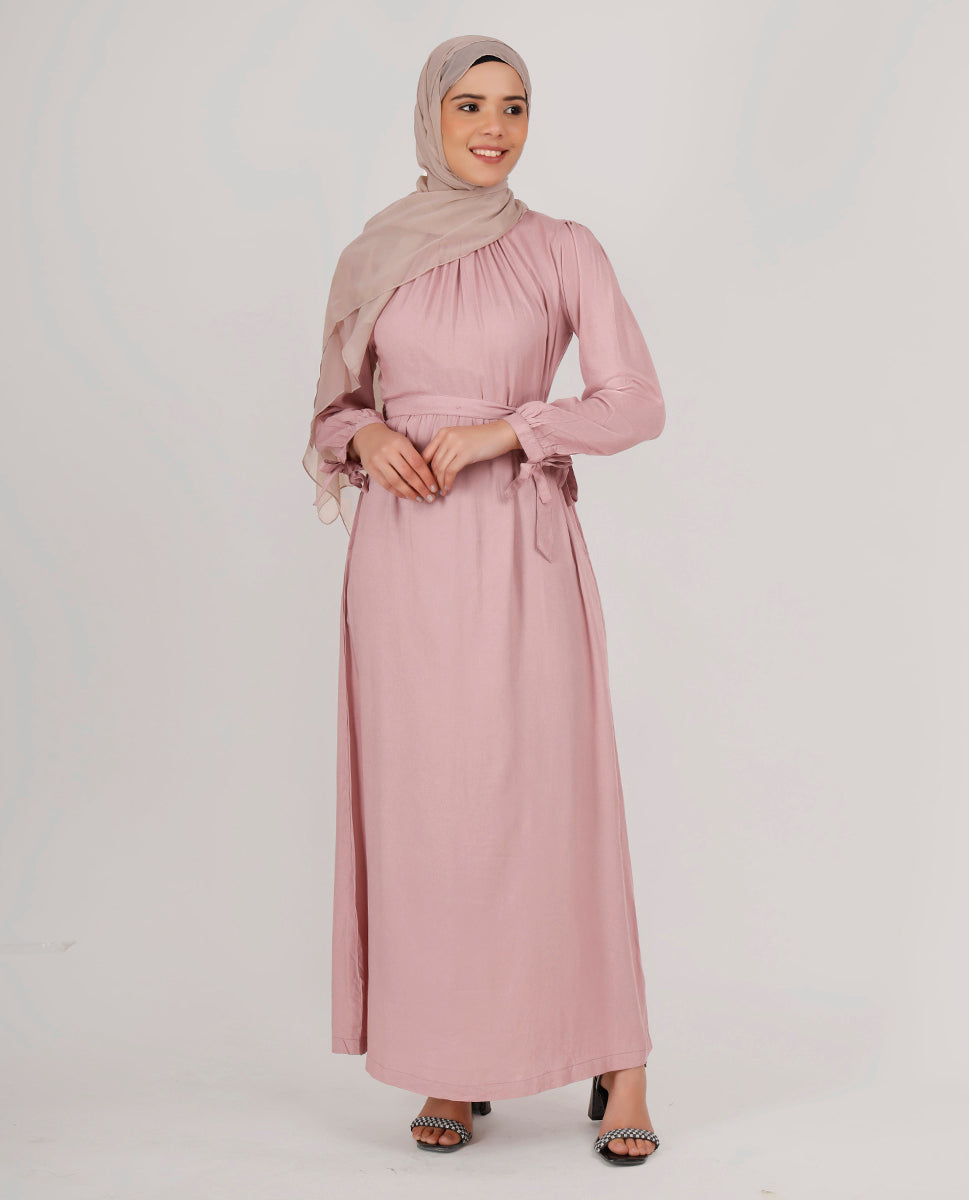 Perfect Peach Belted Abaya