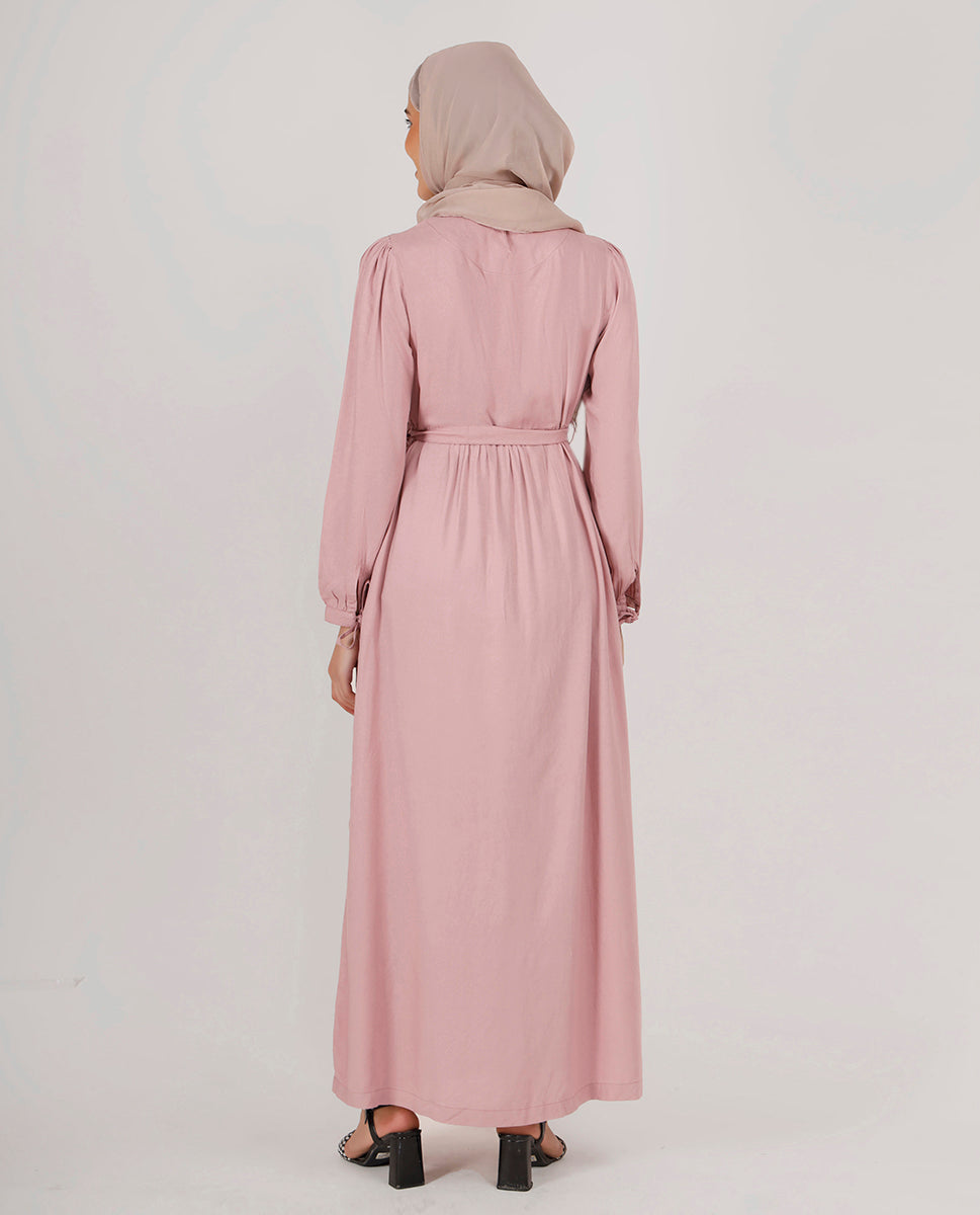 Perfect Peach Belted Abaya