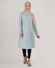 Smoke Blue Ladder Lace Shirt Top