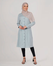 Smoke Blue Ladder Lace Shirt Top