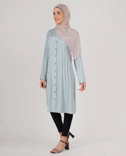 Smoke Blue Ladder Lace Shirt Top