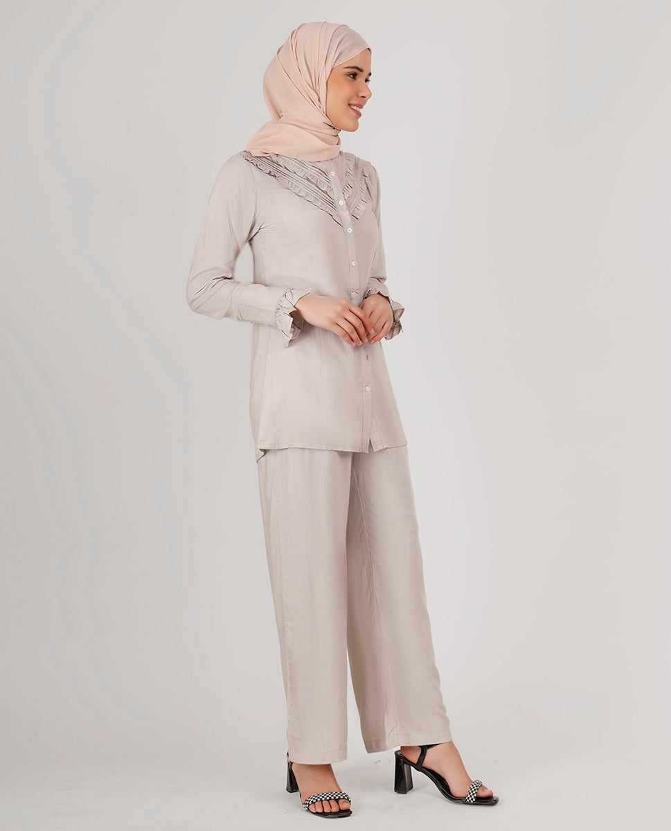 Pebble Grey Frilled Co-Ord