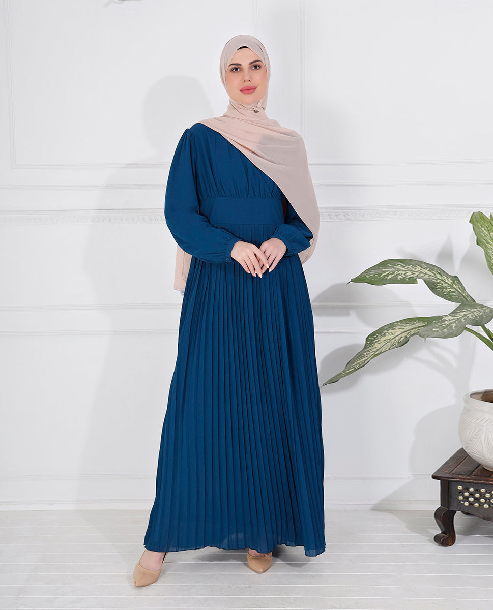 Teal Green Pleated Abaya