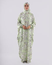 Multicolored Floral Printed Prayer Dress - Pista Green