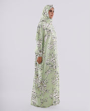 Multicolored Floral Printed Prayer Dress - Pista Green