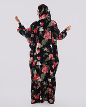 Multicolored Floral Printed Prayer Dress - Black and Red