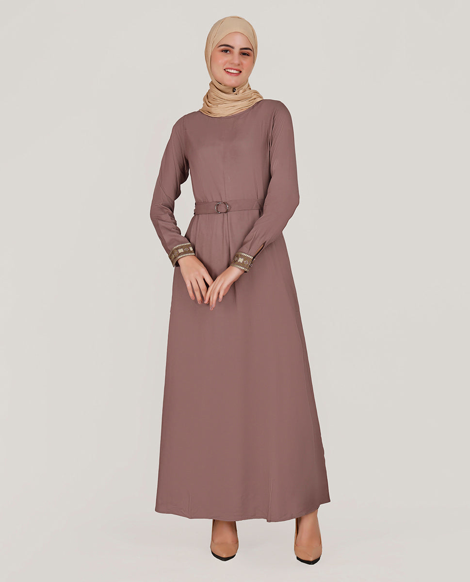 Maroon Love Embroidered Abaya