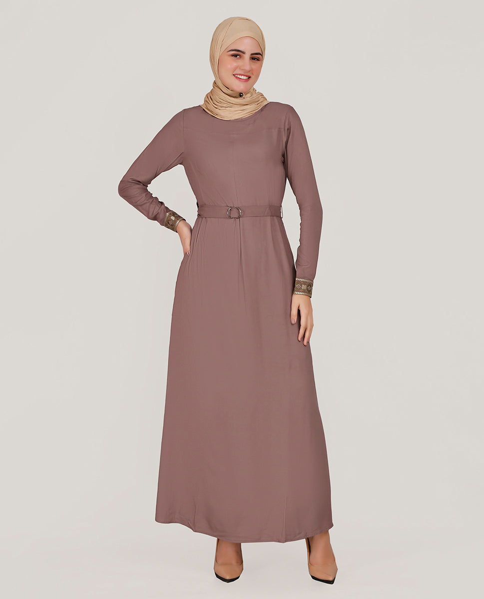 Maroon Love Embroidered Abaya