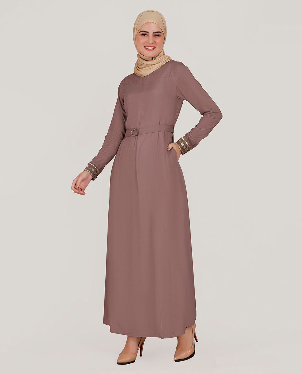 Maroon Love Embroidered Abaya