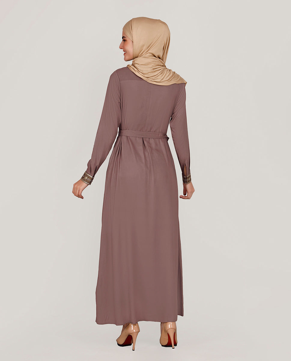 Maroon Love Embroidered Abaya