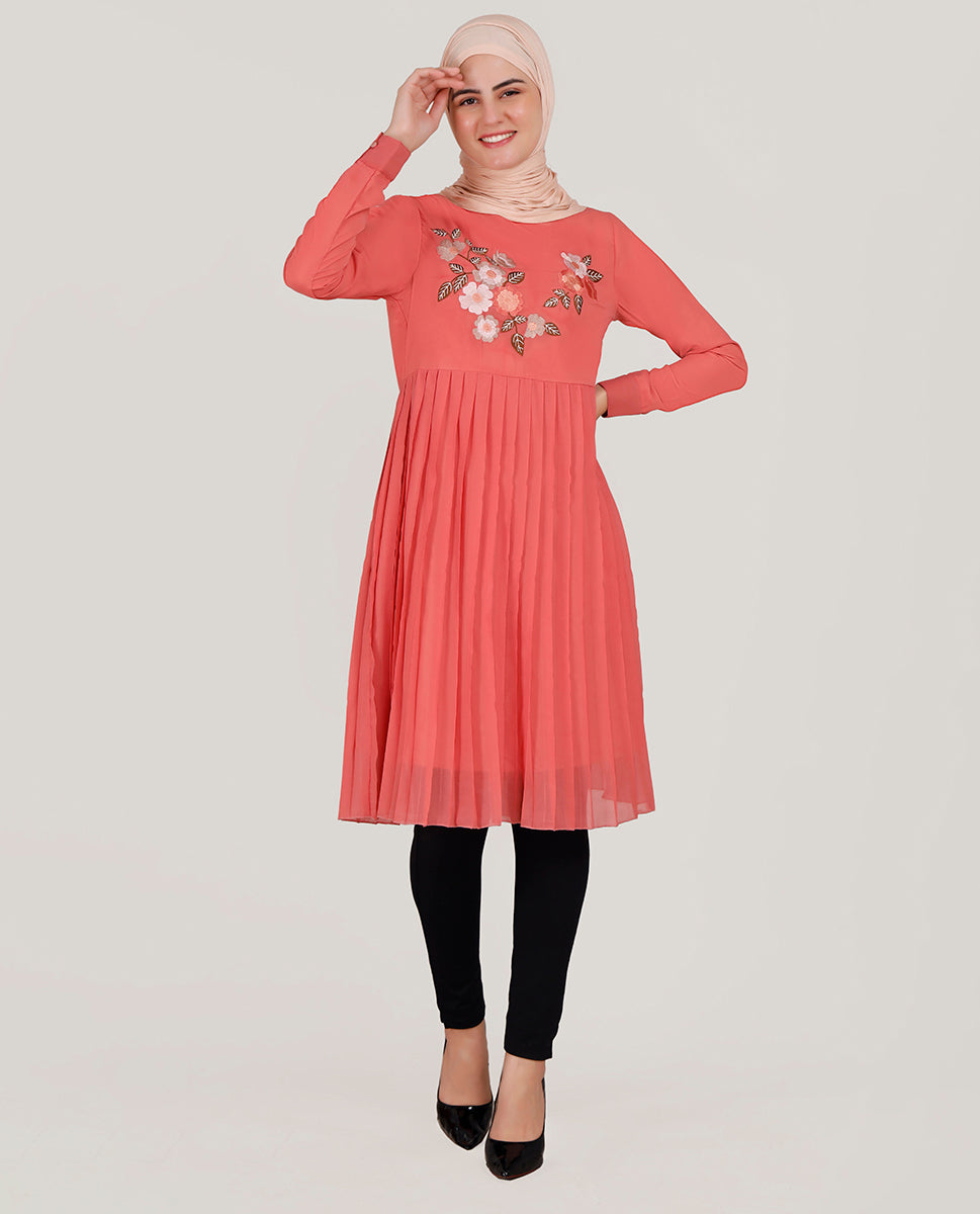 Pink Blush Pleated Poly Georgette Top