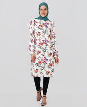 Round Neck Floral Printed Top - White