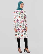 Round Neck Floral Printed Top - White