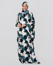 Multicolored Floral Printed Prayer Dress - Black