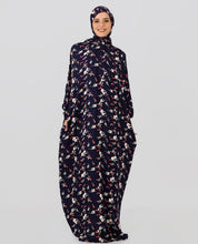Multicolored Floral Printed Prayer Dress - Black