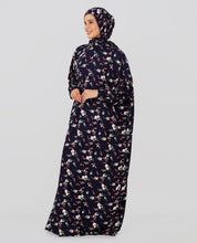 Multicolored Floral Printed Prayer Dress - Black