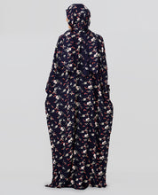 Multicolored Floral Printed Prayer Dress - Black