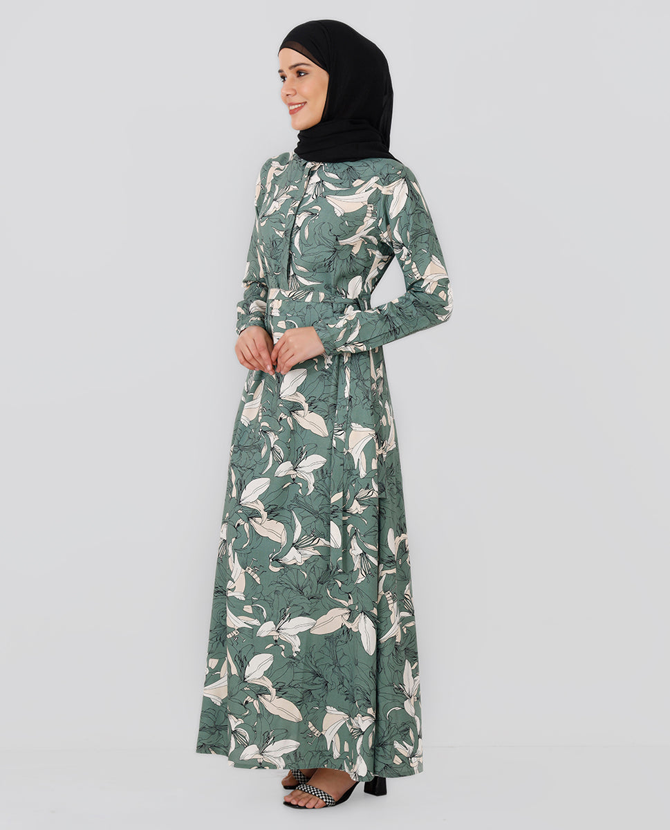 Sage Green Belted Abaya