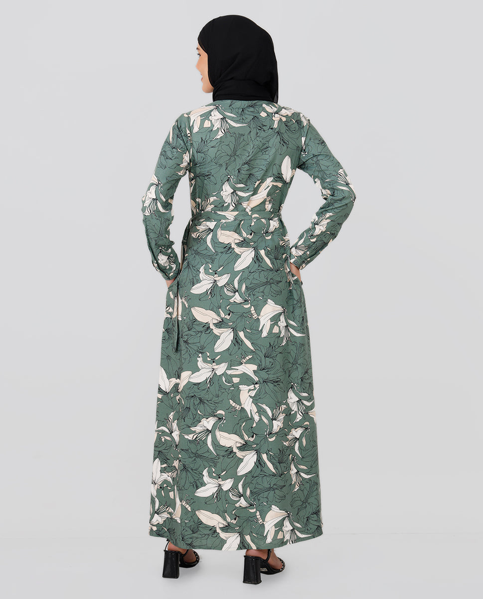 Sage Green Belted Abaya