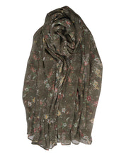 Piquant Green Floral Chiffon Scarf