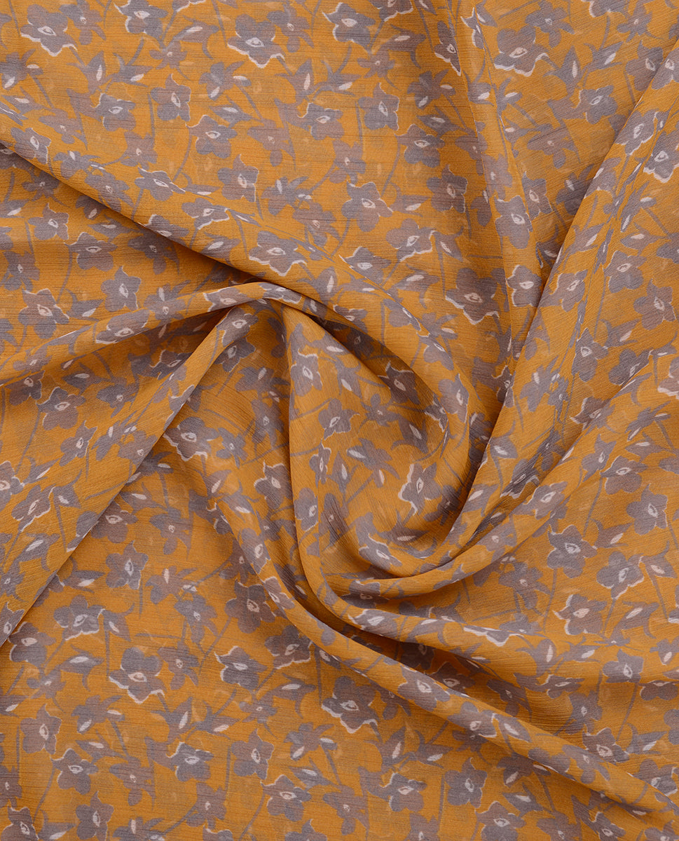 Ceylon Yellow Floral Chiffon Scarf