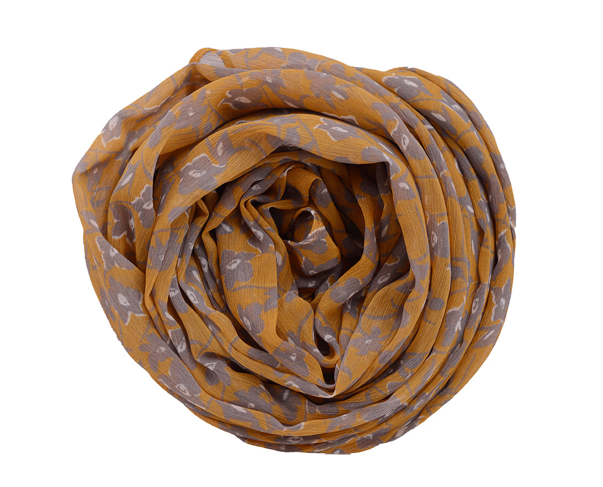 Ceylon Yellow Floral Chiffon Scarf
