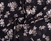 Jet Black Floral Georgette Scarf