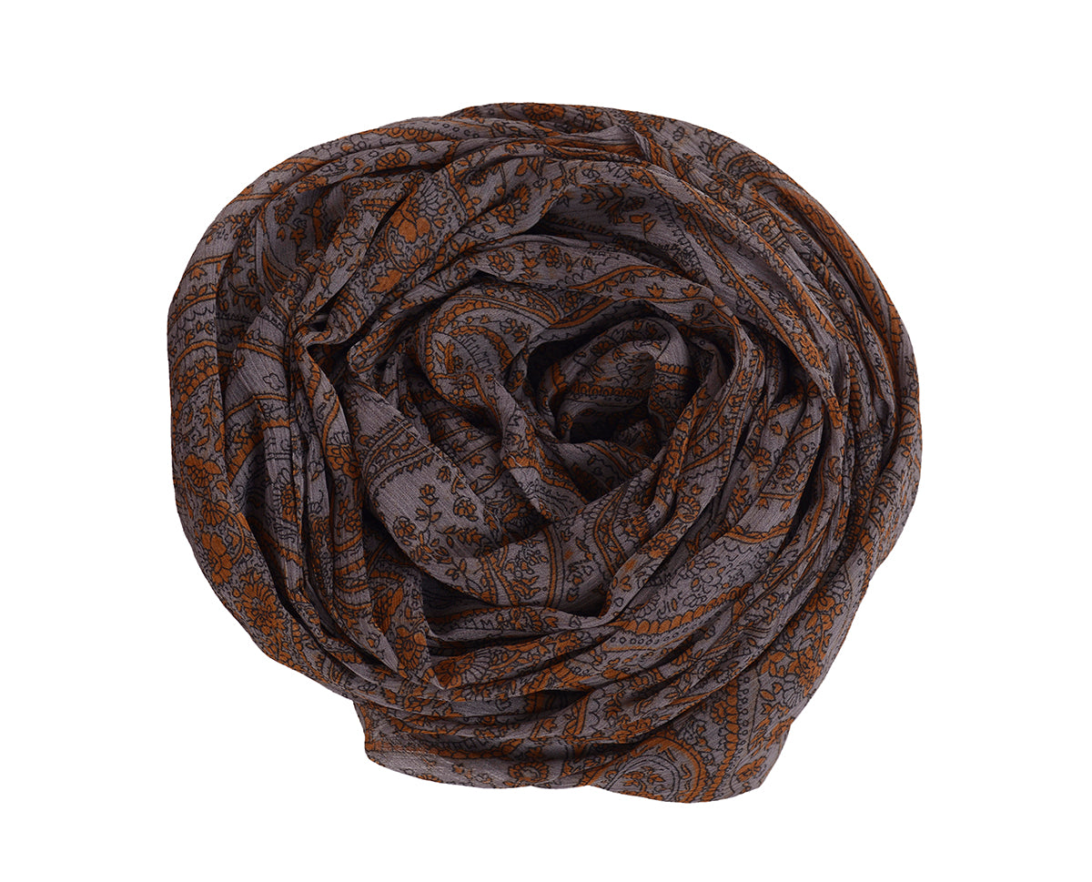 Odyssey Gray Printed Chiffon Scarf