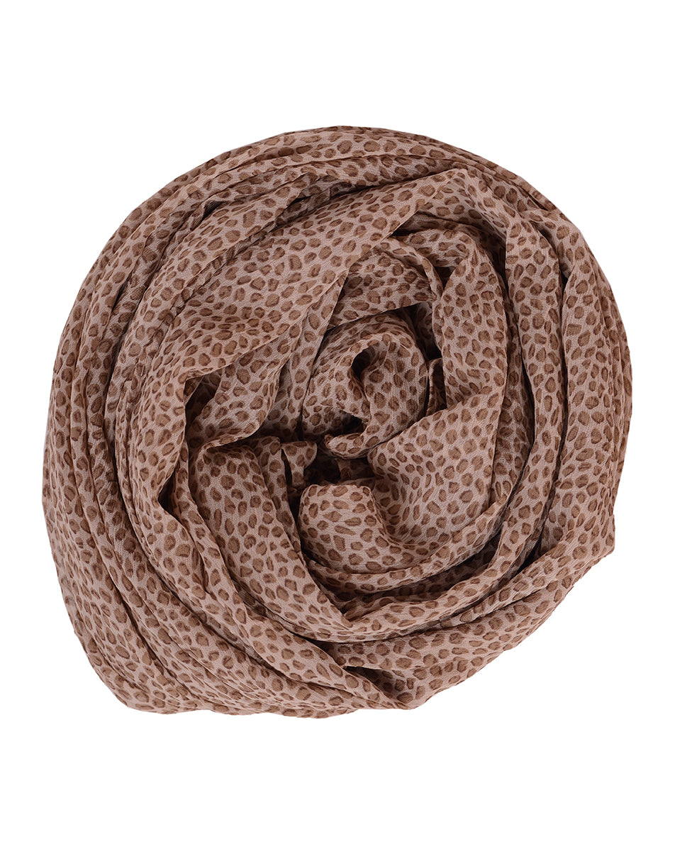 Gilded Beige Printed Chiffon Scarf