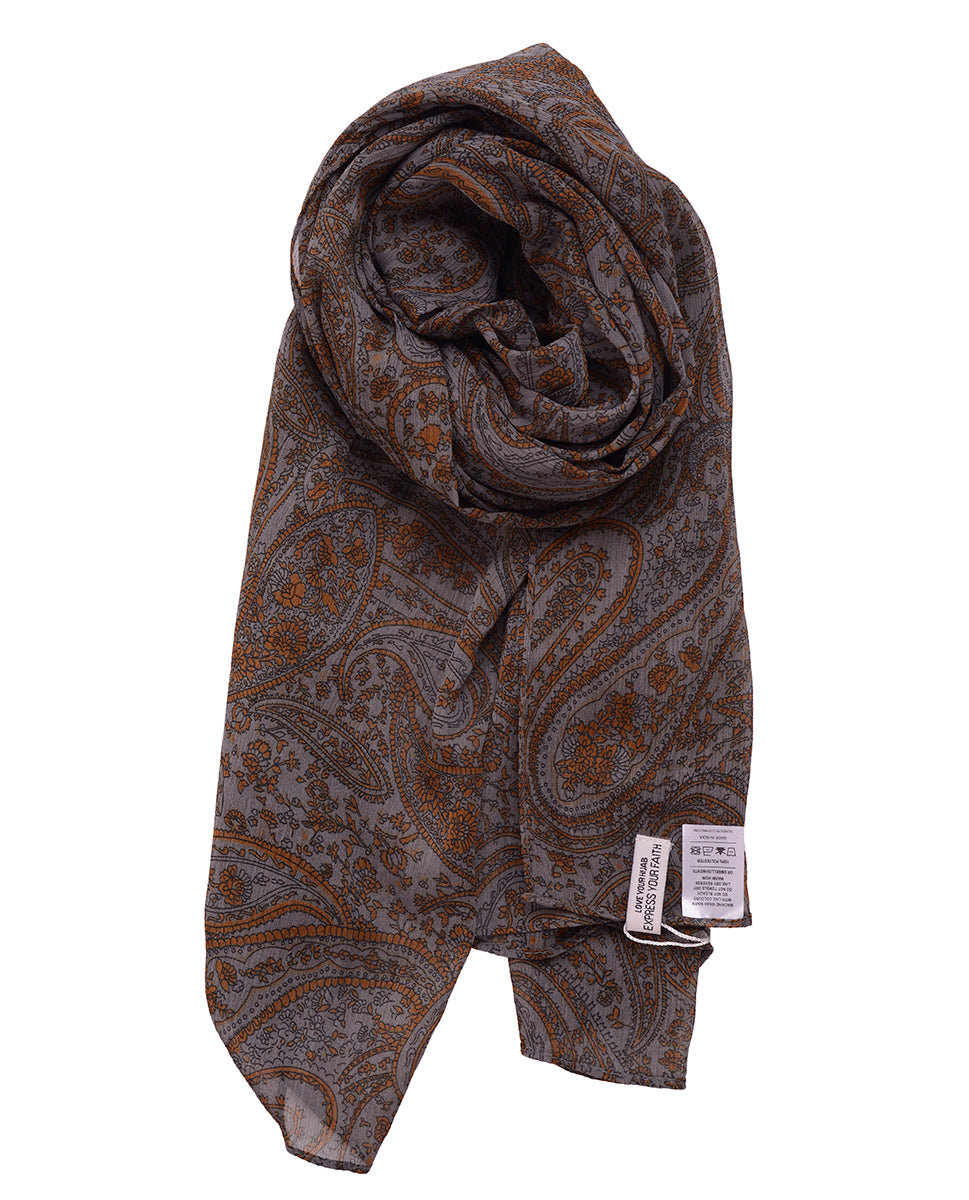 Odyssey Gray Printed Chiffon Scarf