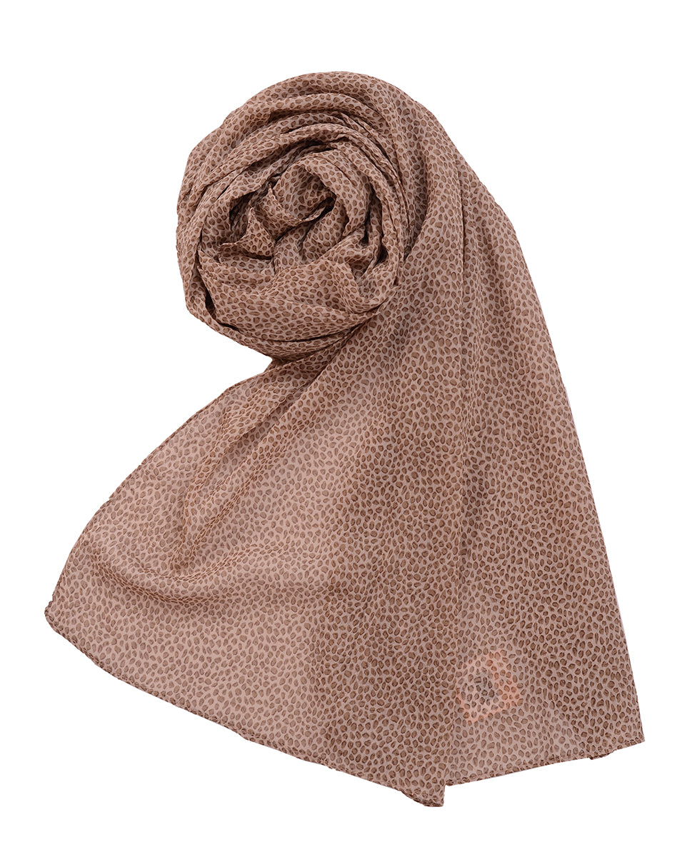 Gilded Beige Printed Chiffon Scarf