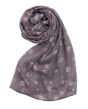 Ultimate Gray Floral Chiffon Scarf