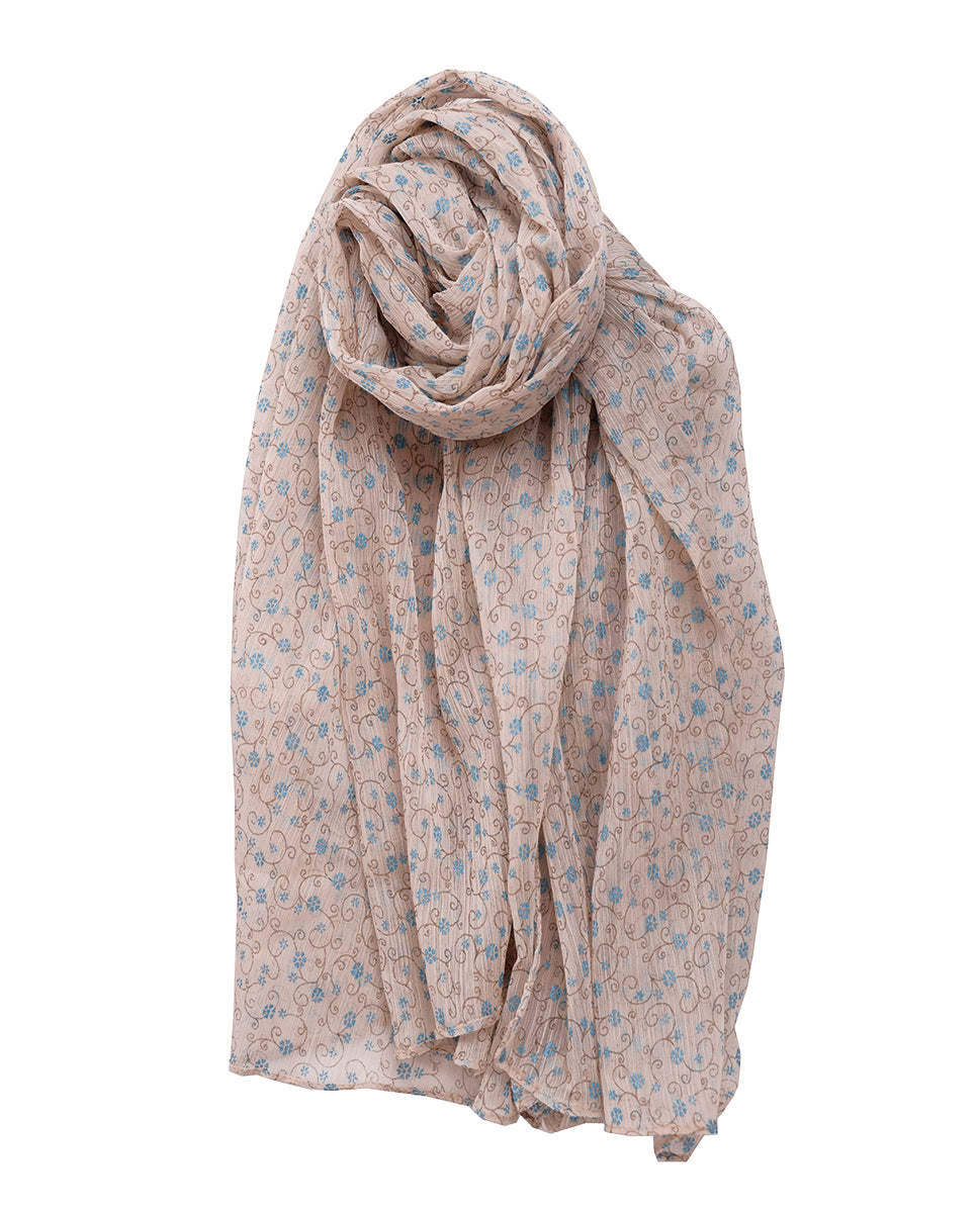 Cannoli Cream Floral Chiffon Scarf