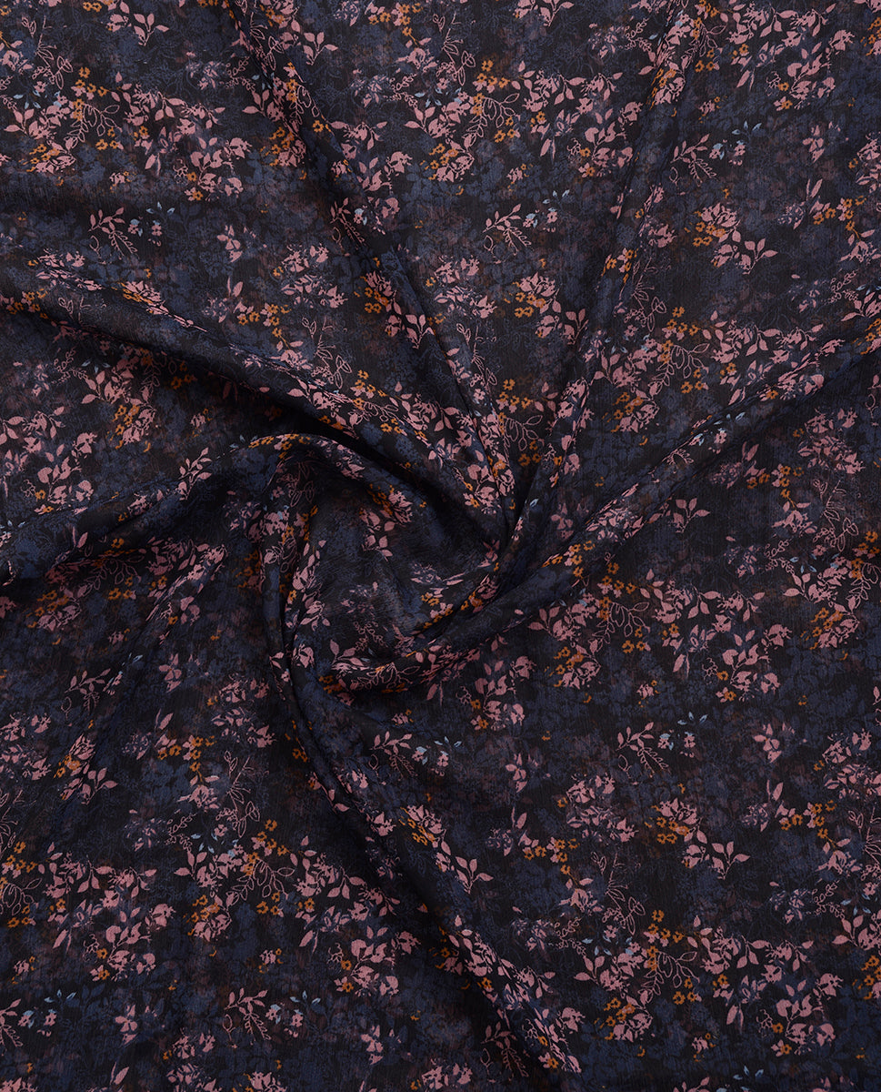 Black Onyx Floral Chiffon Scarf