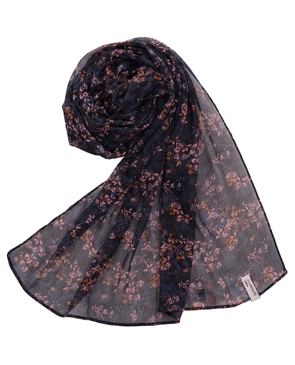 Black Onyx Floral Chiffon Scarf