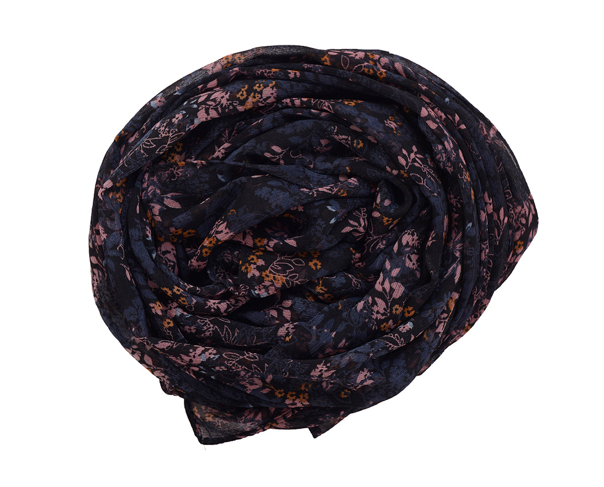 Black Onyx Floral Chiffon Scarf