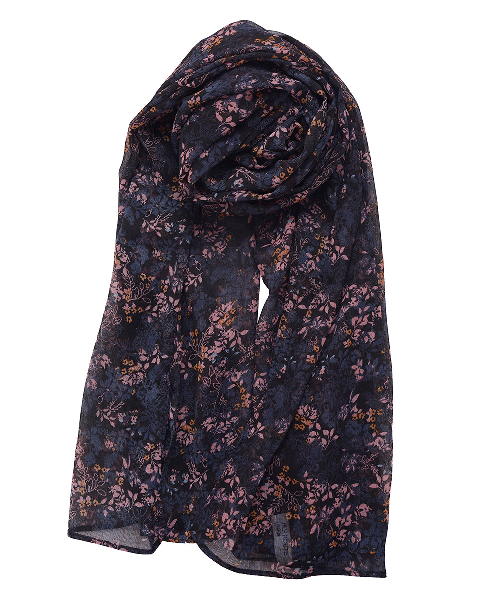 Black Onyx Floral Chiffon Scarf