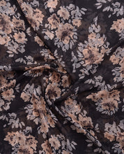 Seal Brown Floral Georgette Scarf