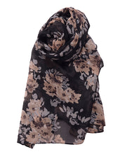 Seal Brown Floral Georgette Scarf