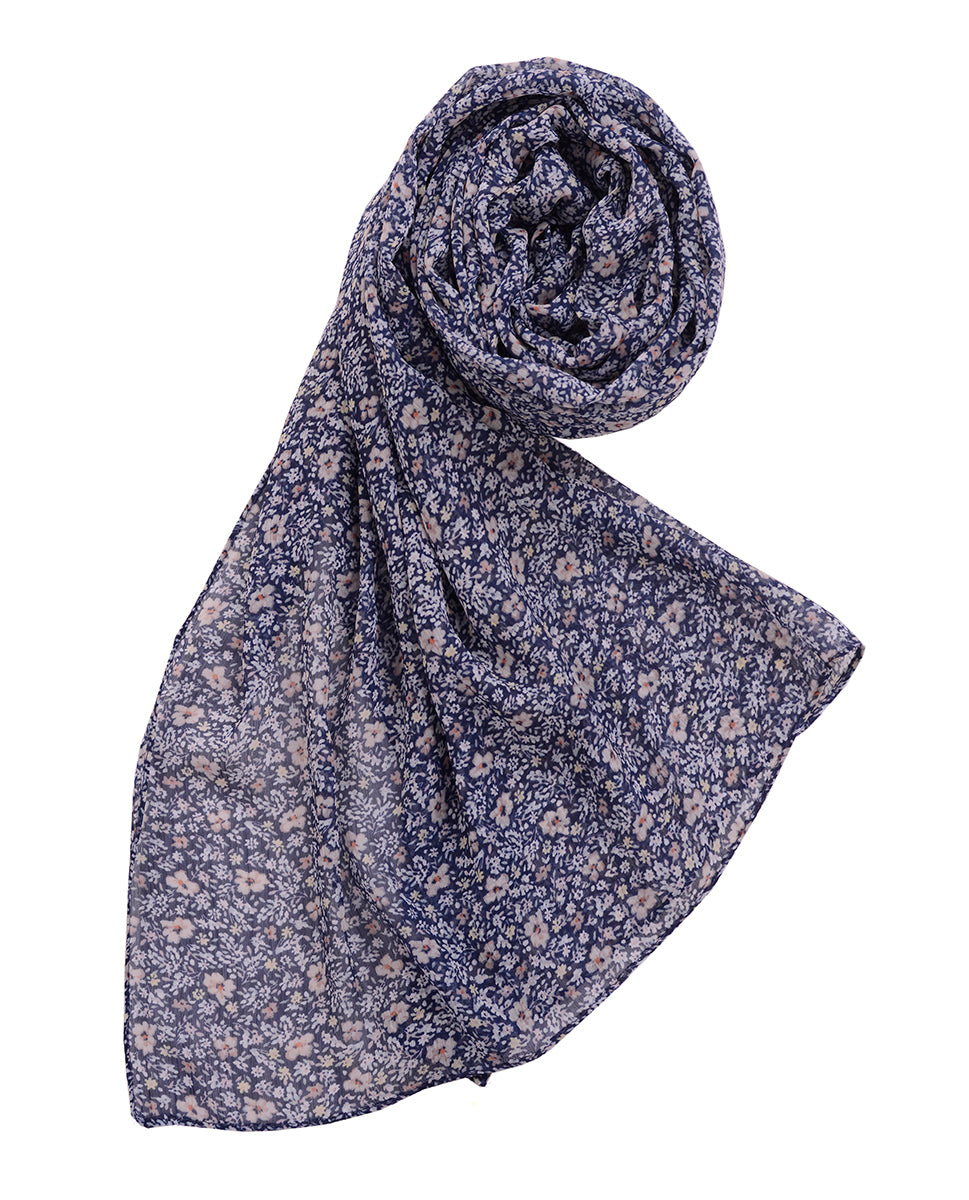 Bellwether Blue Floral Chiffon Scarf