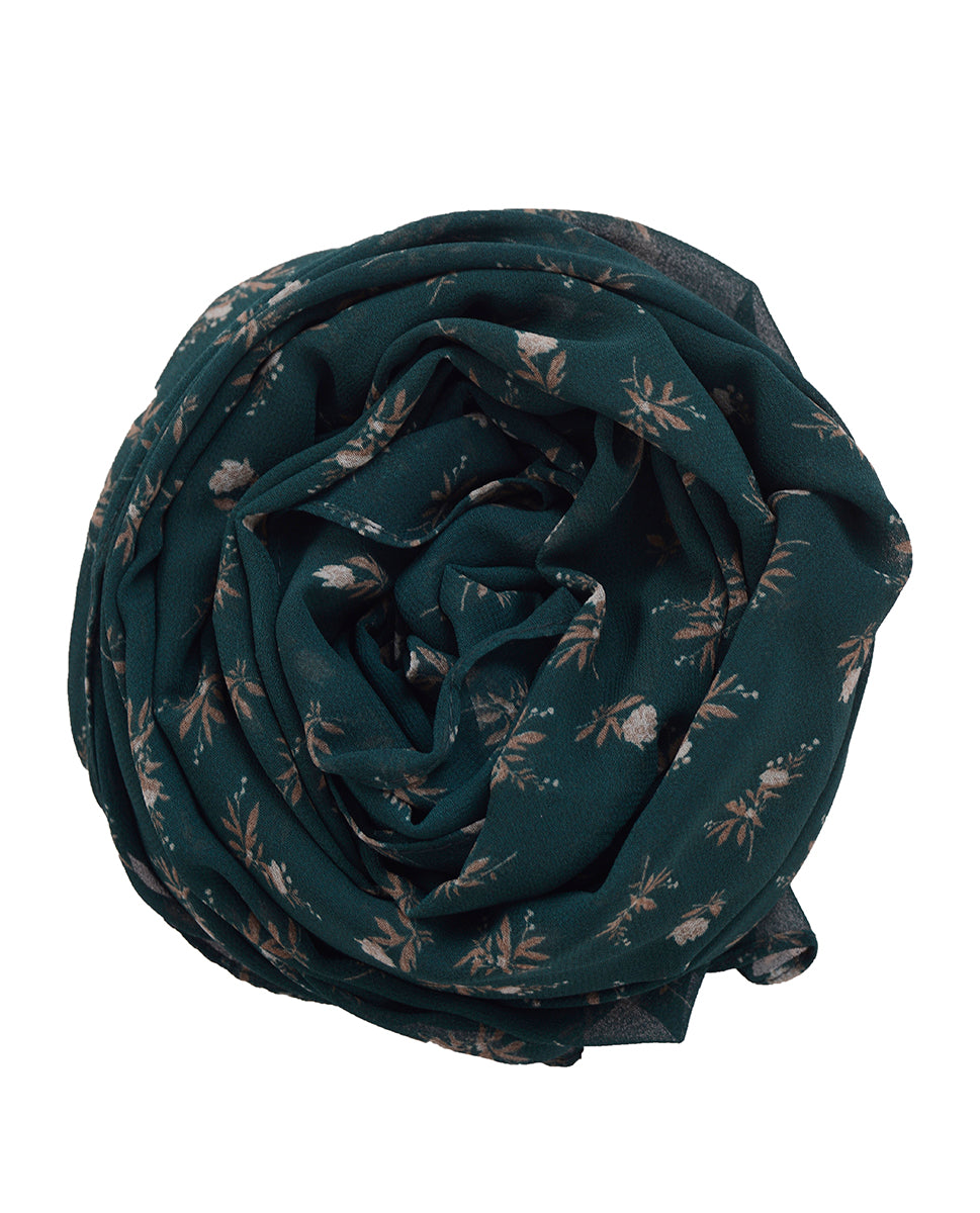Galapagos Green Floral Georgette Scarf