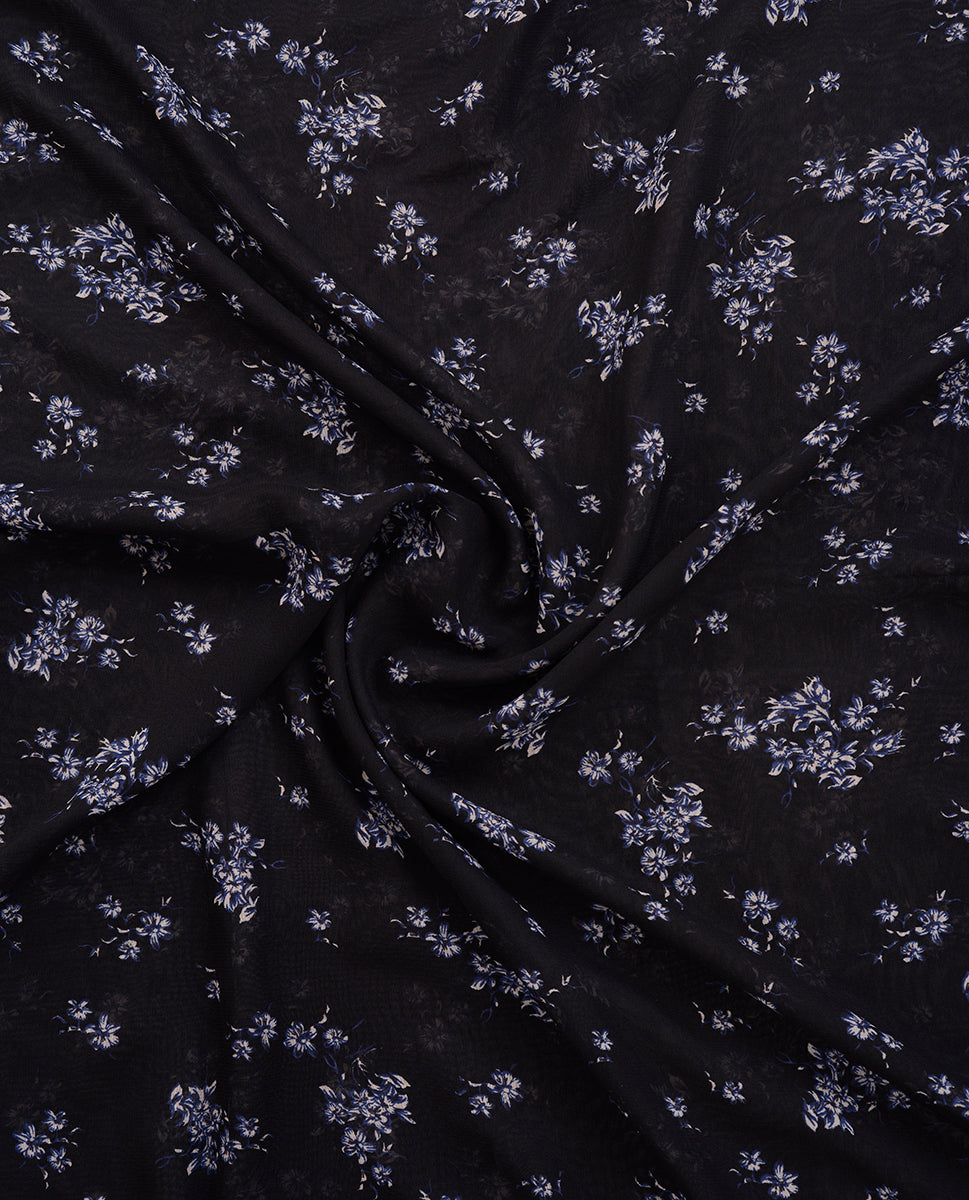 Black Beauty Floral Georgette Scarf