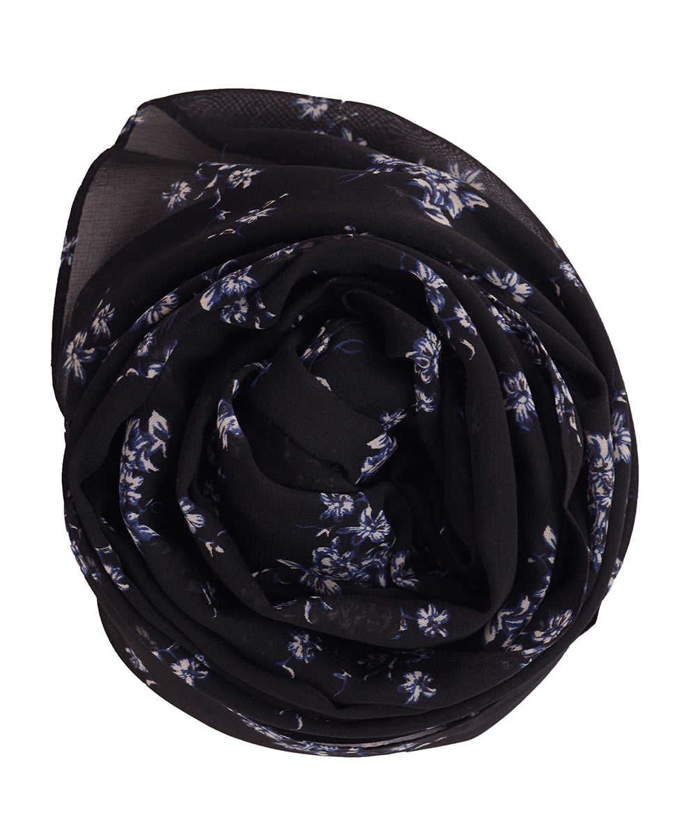 Black Beauty Floral Georgette Scarf