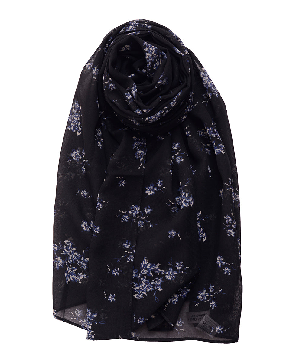 Black Beauty Floral Georgette Scarf