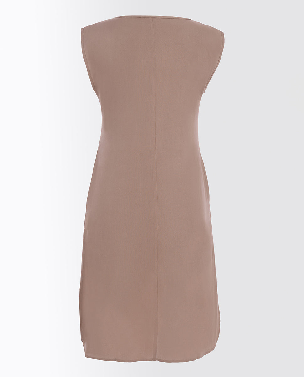 Natural Beige Rayon Slip Dress