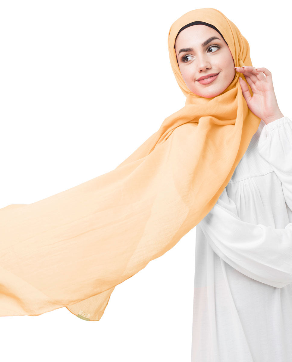 Rattan Yellow Cotton Voile Scarf