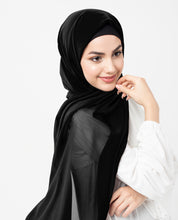 Jet Black Poly Georgette Scarf
